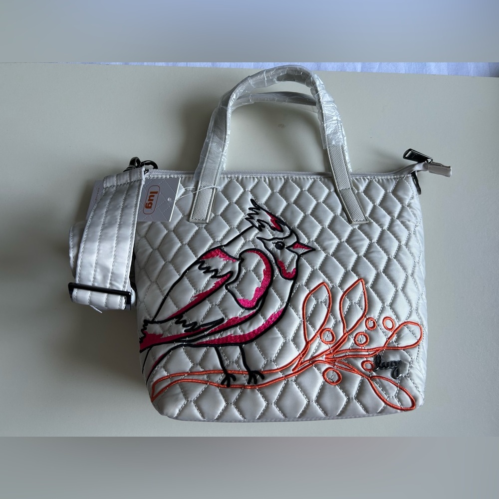 LUG SPRINKLER CROSSBODY PEBBLE CARDINAL EMBROIDERY NWT